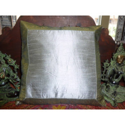 cushion cover 40x40 grey taffetas border brocade