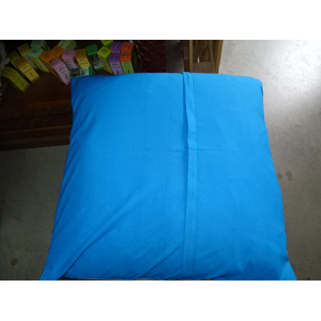 60x60 pillow cover in turquoise taffeta and brocade edge