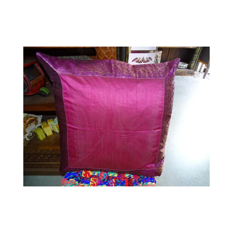 pillow cover 60x60 in fuchsia taffeta and brocade edge