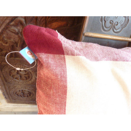 Cushion cover 40x40 cm écru/bordeaux couture