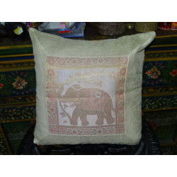 Cushion cover 1 elephant 40x40 cm ecru brocade edge