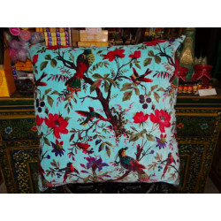 Velvet covers 60x60 cm with turquoise bird of paradise