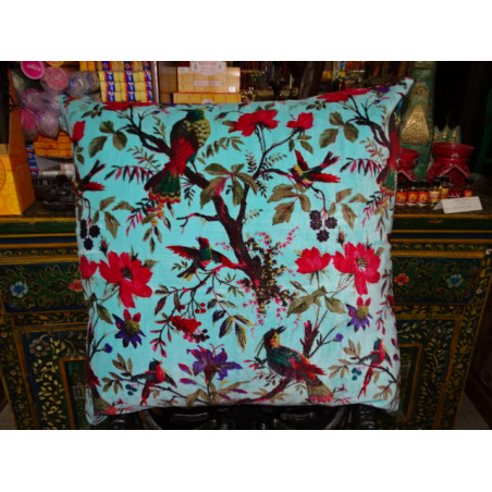 Kissenbezüge 60x60 cm Samt mit türkisfarbenem Paradiesvogel
