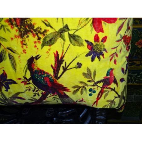 Copertine in velluto con uccello del paradiso giallo in 60X60 cm