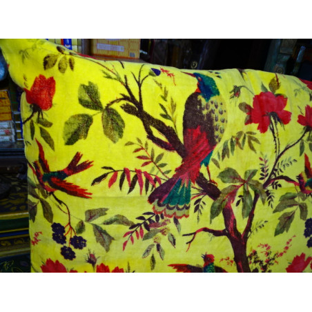 Copertine in velluto con uccello del paradiso giallo in 60X60 cm