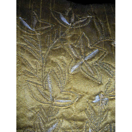 cushion cover feuillage Embroidered 40x40 cm kaki