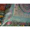 Mandala cushion cover dark green brocade edge - 2