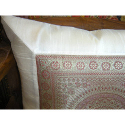 cushion cover Mandala border taffetas écru