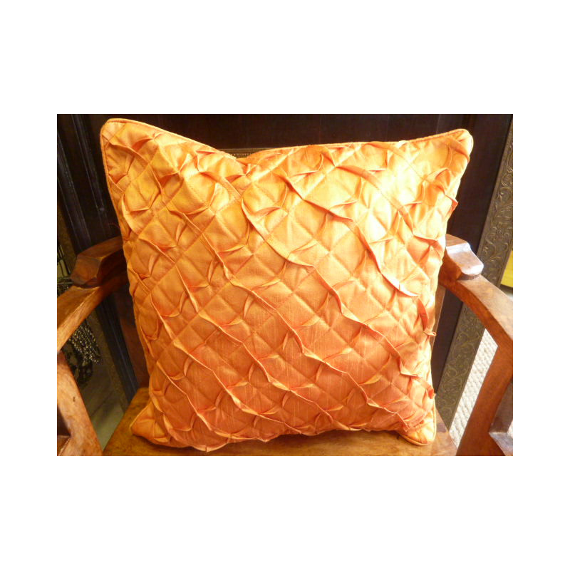 Oranje verfrommelde vierkante kussenhoes 40x40 cm