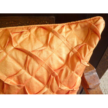Oranje verfrommelde vierkante kussenhoes 40x40 cm