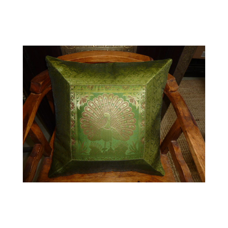 Kissenbezug paon grün bord brokat 40x40 cm