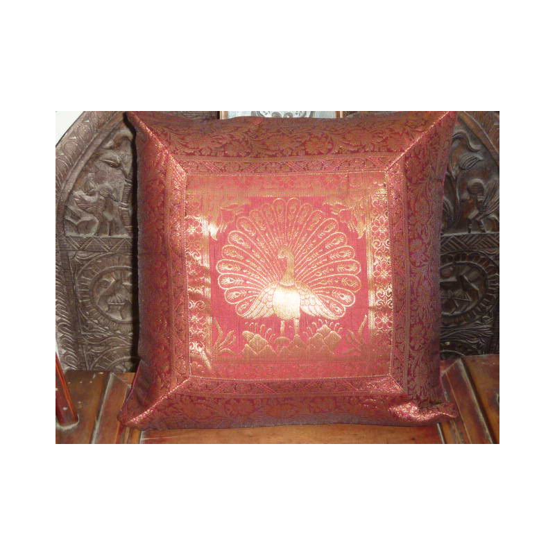 Cushion cover peacock bordeaux bord brocard 40x40 cm