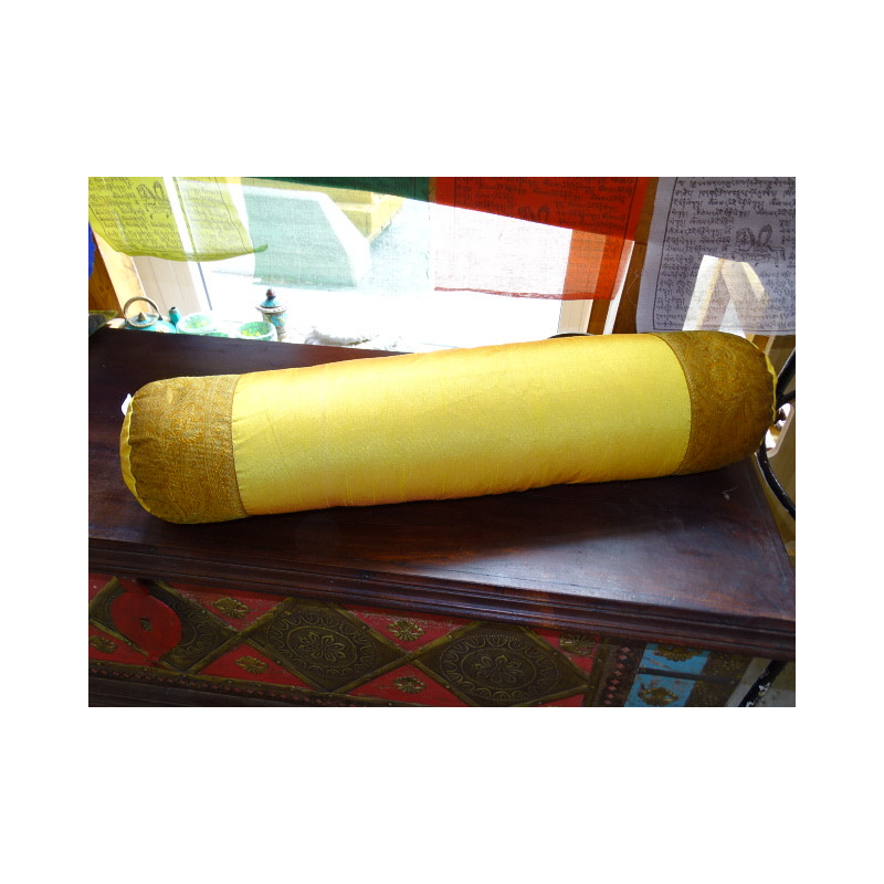 Polochon brocart couleur jaune 60 x 14 cm (mince)