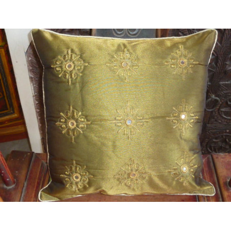 Cushion cover 40X40 arabesques miroirs green bronze