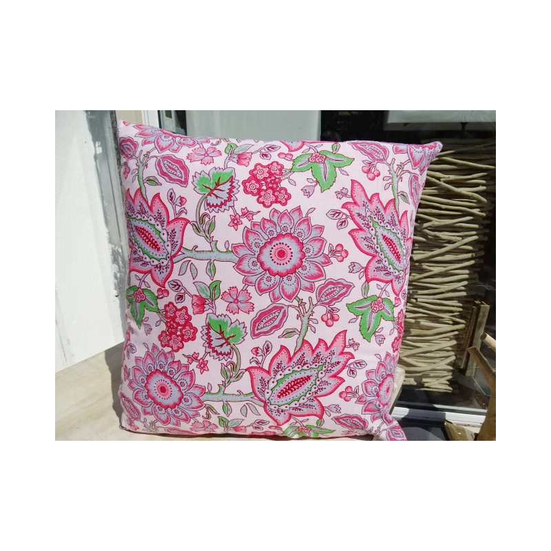 Fodera per cuscino in 40X40 cm stampata con fiori rosa e grigi