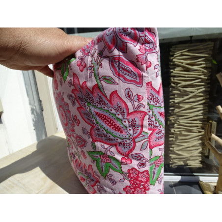 Funda de cojín en 40X40 cm impresa con flores de color rosa y gris