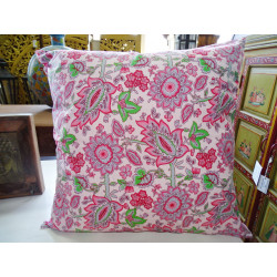 Kissenbezug 60X60 cm mit rosa und grauen Blüten bedruckt