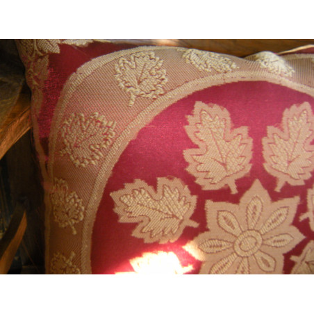 cushion cover round of leaf bordeaux