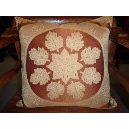 cushion cover round of leaf brown clair