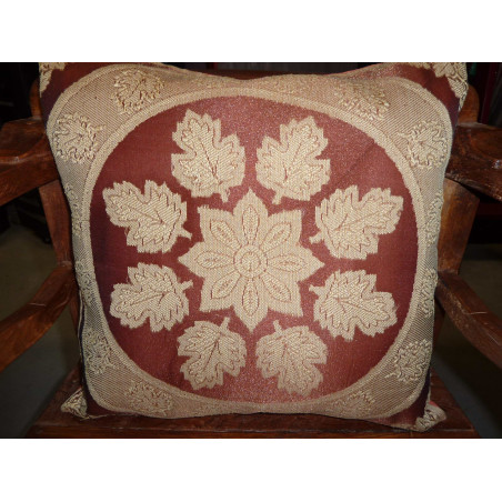 cushion cover round of leaf brown dark
