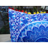 Fodere per cuscino 40x40 cm color blu oltremare e con pompon