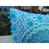 Fodere per cuscino 40x40 cm in colore verde e blu con pompon
