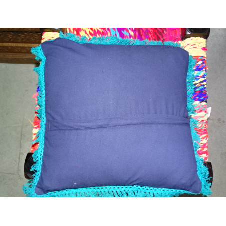 Fodere per cuscino colore ultramarino 40x40 cm con frange turchesi