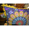 Cushion covers 40x40 cm in yellow color and beige fringes