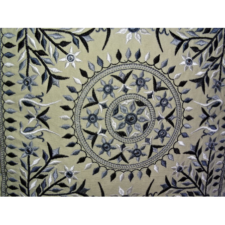 Blue embroidered cotton covers 40x40 cm with mirror