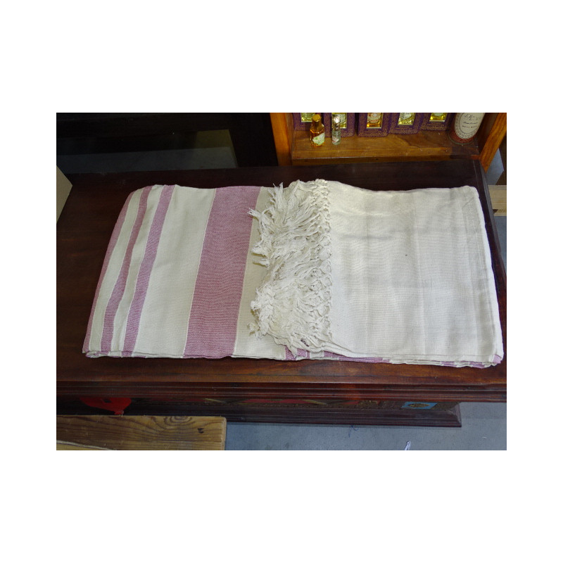 kerala pink and ecru pastel colored bedcover