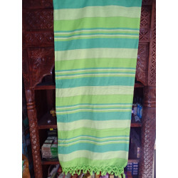 KERALA Indian bedspread in apple green and 2 green