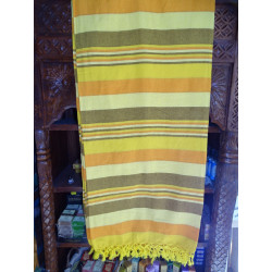 Indian KERALA bed cover in yellow, orange and gray color