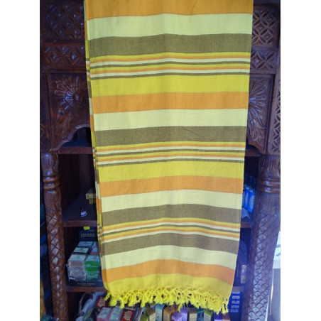 Indische KERALA Bettdecke in gelber, orange und grauer Farbe