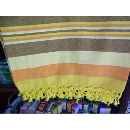Funda de cama Indian KERALA en color amarillo, naranja y gris