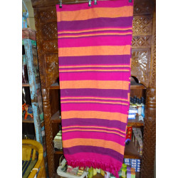 Indian bed cover KERALA in fuchsia, purple and orange color