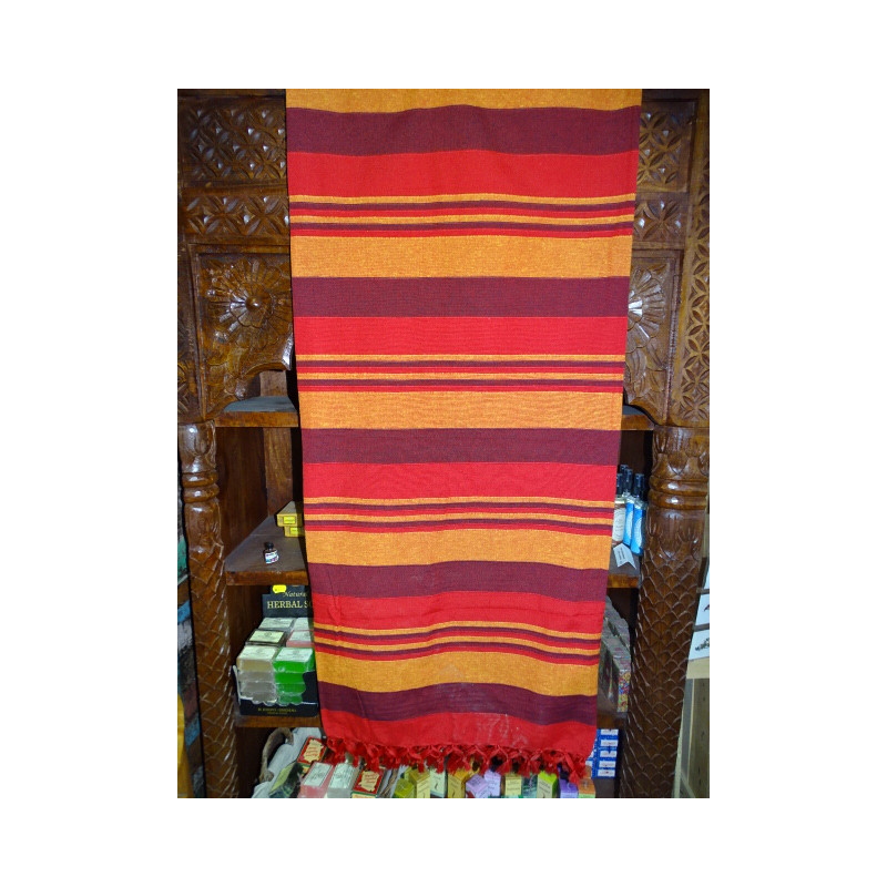 Indische Tagesdecke aus KERALA in den Farben Braun, Rot und Orange