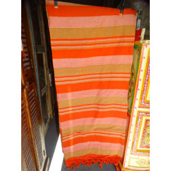 Indian KERALA bedspread in pink, orange and beige 260 x 240 cm