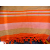 Indiase sprei KERALA in roze, oranje en beige 260 x 240 cm