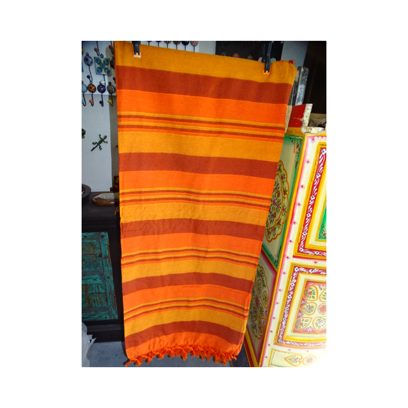 Indiase sprei KERALA kleur 2 sinaasappels en pruim 260 x 240 cm