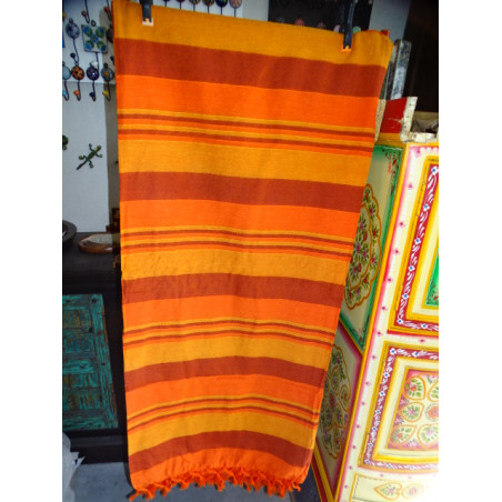 Indiase sprei KERALA kleur 2 sinaasappels en pruim 260 x 240 cm