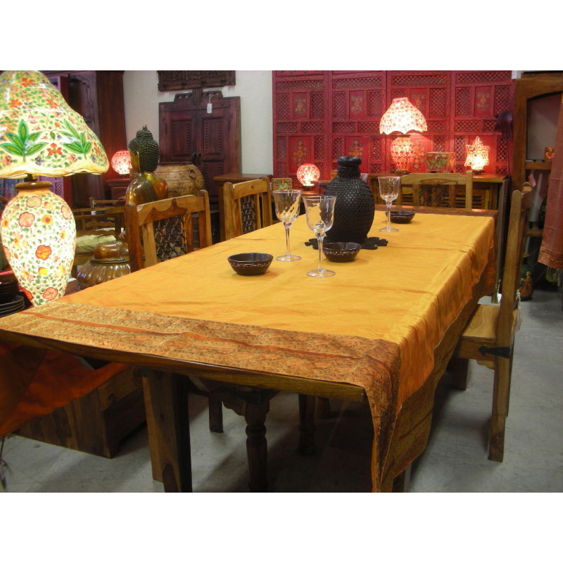 Brokaat taft tafelkleden 150x225 cm oranje