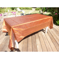 Brokaat taft tafelkleden 150x225 cm baksteen