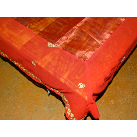 Tischdecke organdi voile 150x150 cm roten Schleier und Perlen