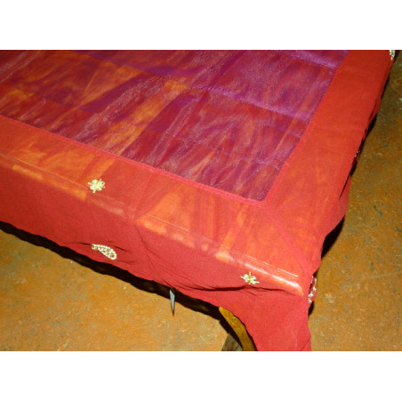 Voile organdie tafelkleed 150x150 cm Bordeaux en parel