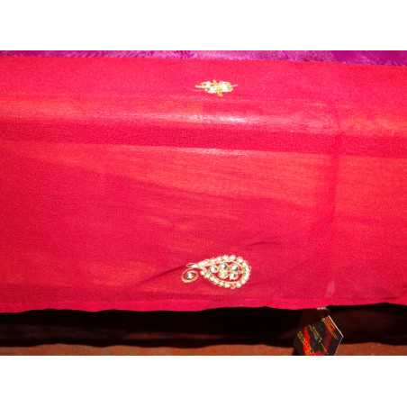 Mantel 150x150 cm velo de organza Bordeau y perla