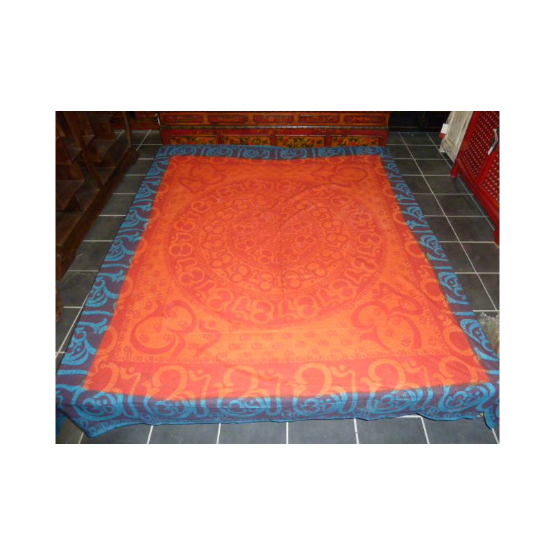 Wandbehang Baumwolle round sanscrit türkis und orange