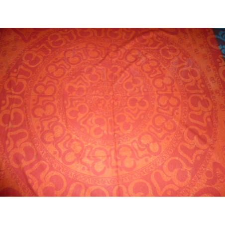 Wandbehang Baumwolle round sanscrit türkis und orange