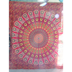 Baumwolle hängend 220 x 200 cm mit rotem Buntglas