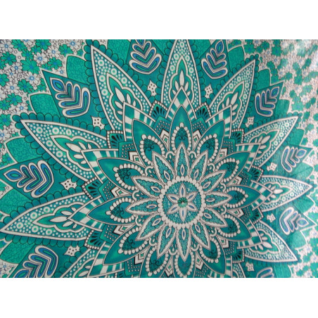 Colgante de algodón 220 x 200 cm con flor de loto verde