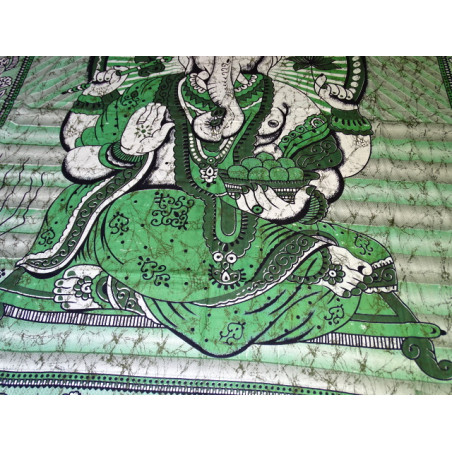 Baumwoll Wandbehang oder Tagesdecke mit grünem Ganesh